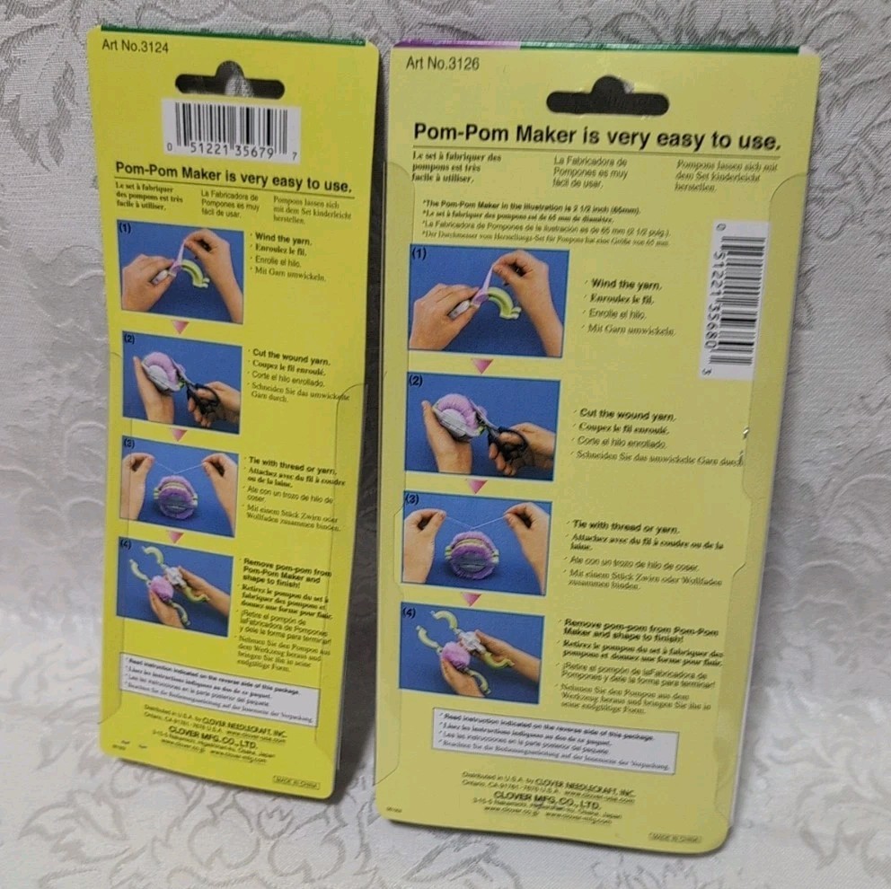 2 Clover Pom-Pom Maker Size SMALL & LARGE NIP