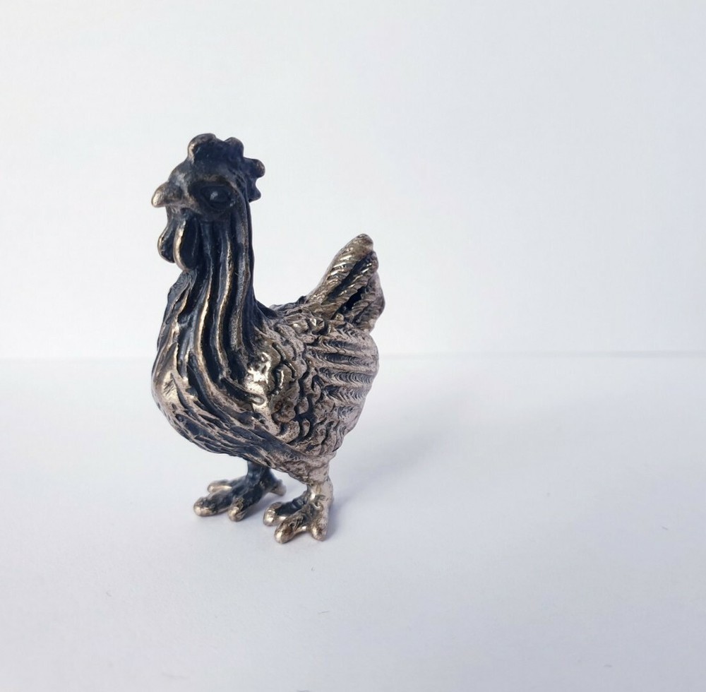 Vintage Solid Silver Italian made miniature Chicken Large