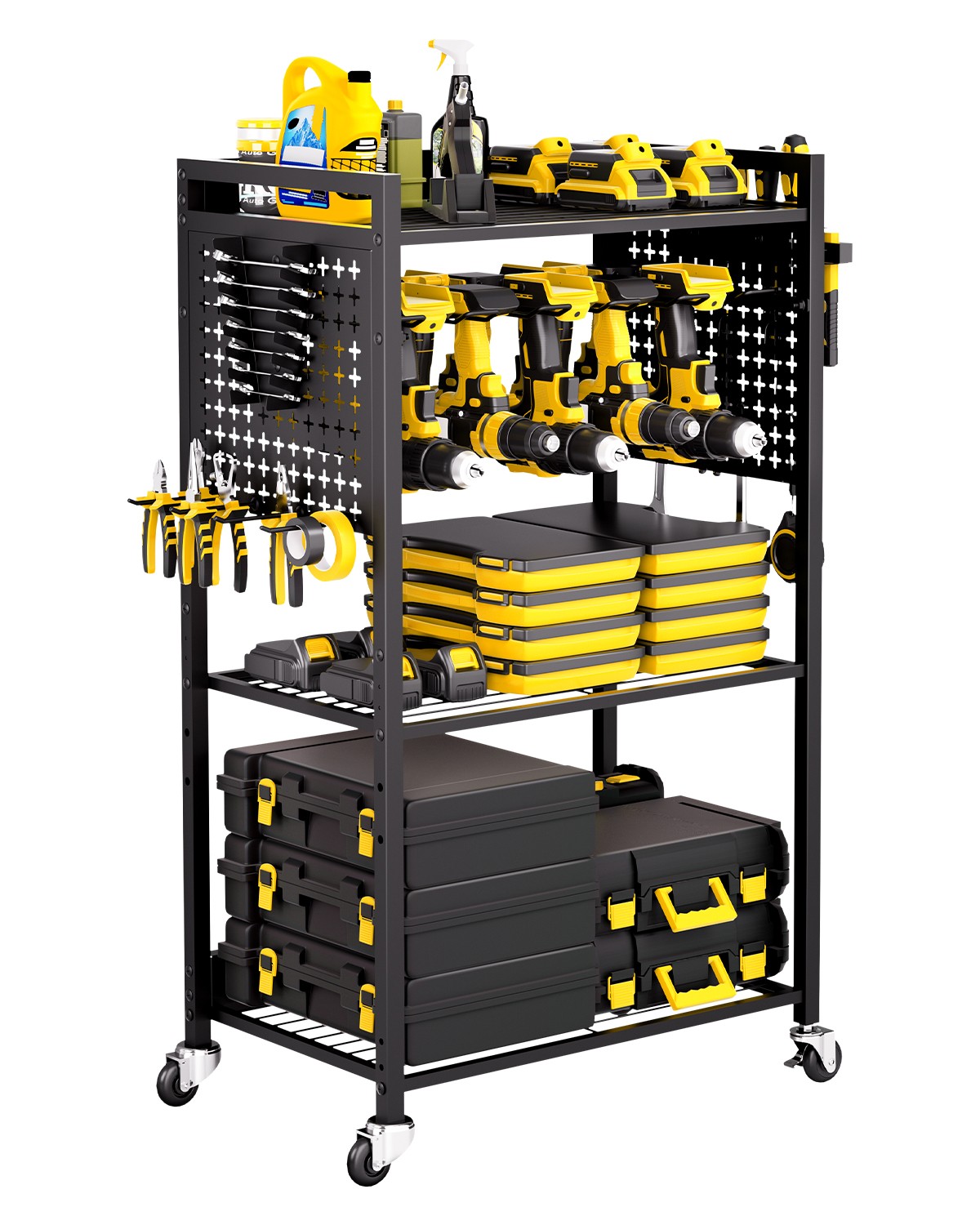 VEVOR 4-tier Tool Organizer Cart on Wheels 150 lbs Garage Cart for Workshop
