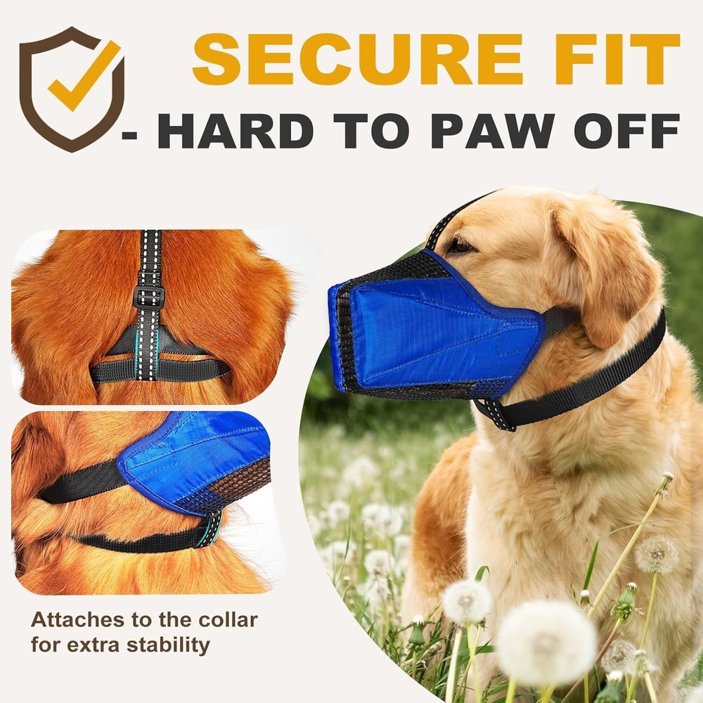 Mesh Dog Muzzle Breathable Soft Dog Muzzle W/ Reflective Straps Secure Fit