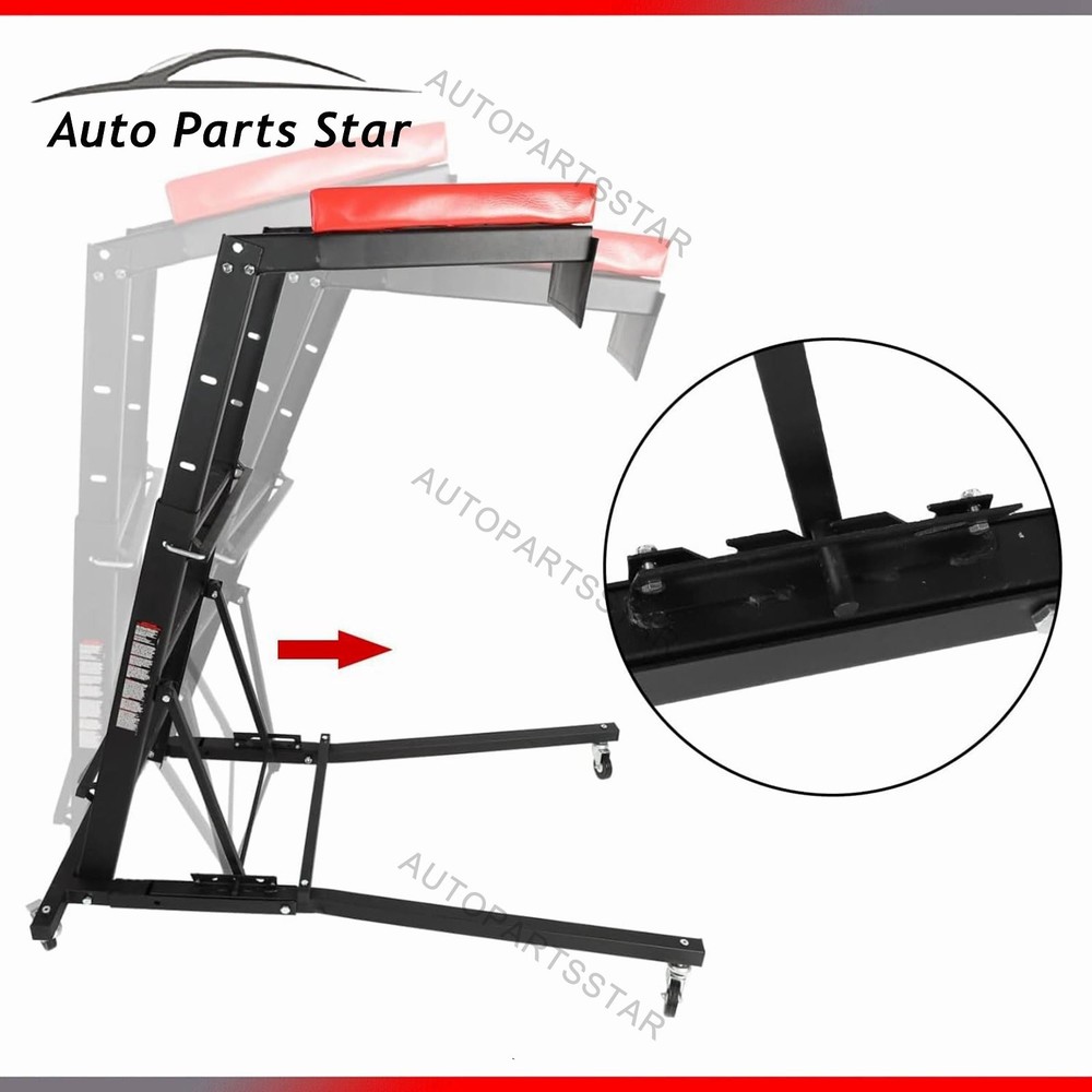 Adjustable 45 to 66 in Height Foldable Automotive Engine Topside Rolling Creeper