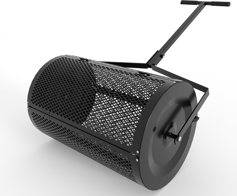 24" Lawn Spreader Multi-Use Compost & Mulch Spreader with Adjustable Roller