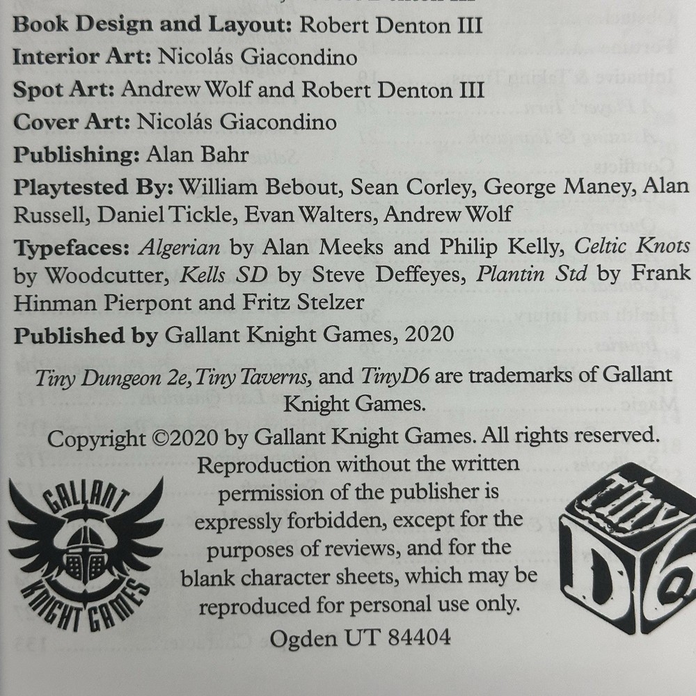 Tiny Taverns For TinyD6 From Gallant Knight Games