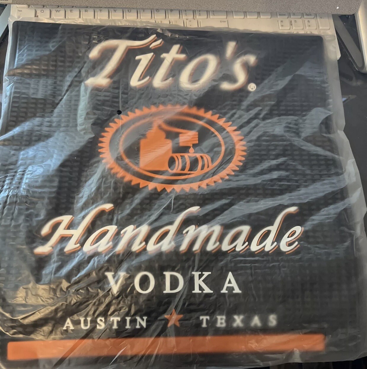 NEW Tito’s Vodka Square Rubber Bar Drip Mat Barware Austin Texas 16” x 16” NEW