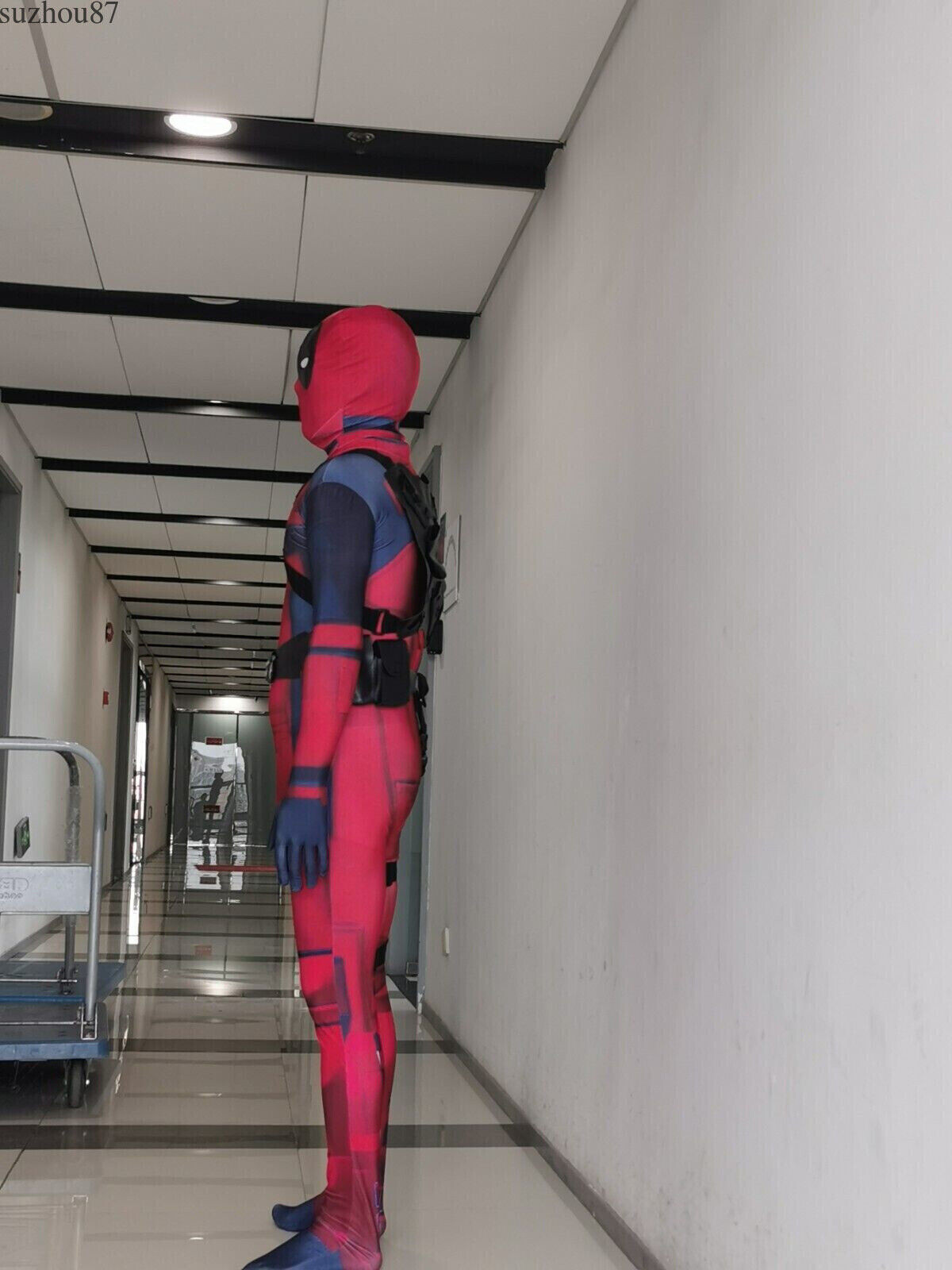 USA Kids Deadpool Halloween Cosplay Costume Jumpsuit Zentai Bodysuit Accessories