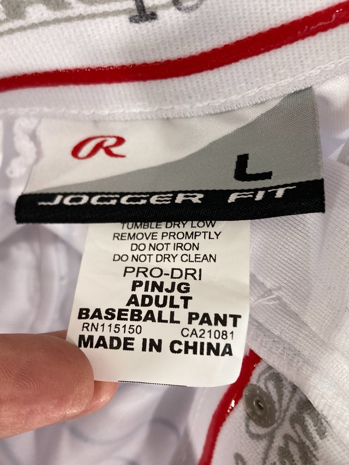 Rawlings 150 Jogger Fit Baseball Pants Pinstripe Stripe Adult Mens L New NWT $60