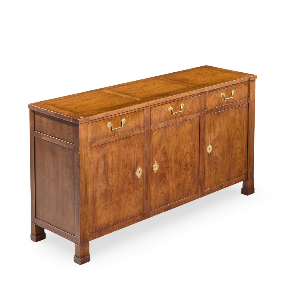 Baker Walnut and Brass Buffet Credenza