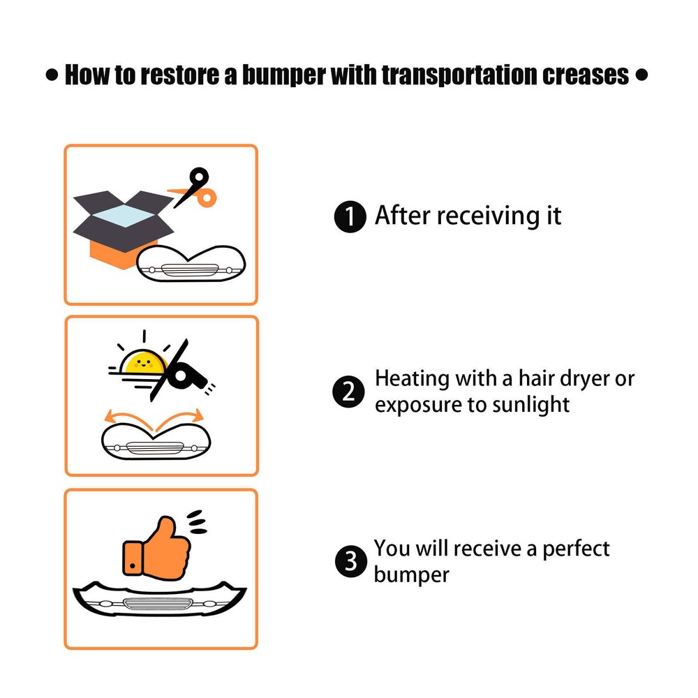 New 3PC Front Bumper Molding & Upper & Lower Grille Set For 2013-2016 Dodge Dart