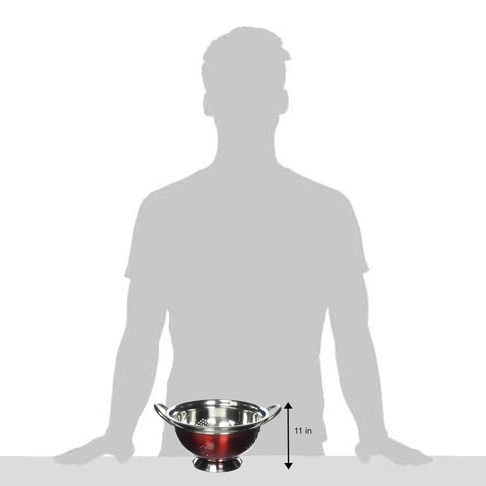 5 quart Stainless Steel Colander-Red Multicolor
