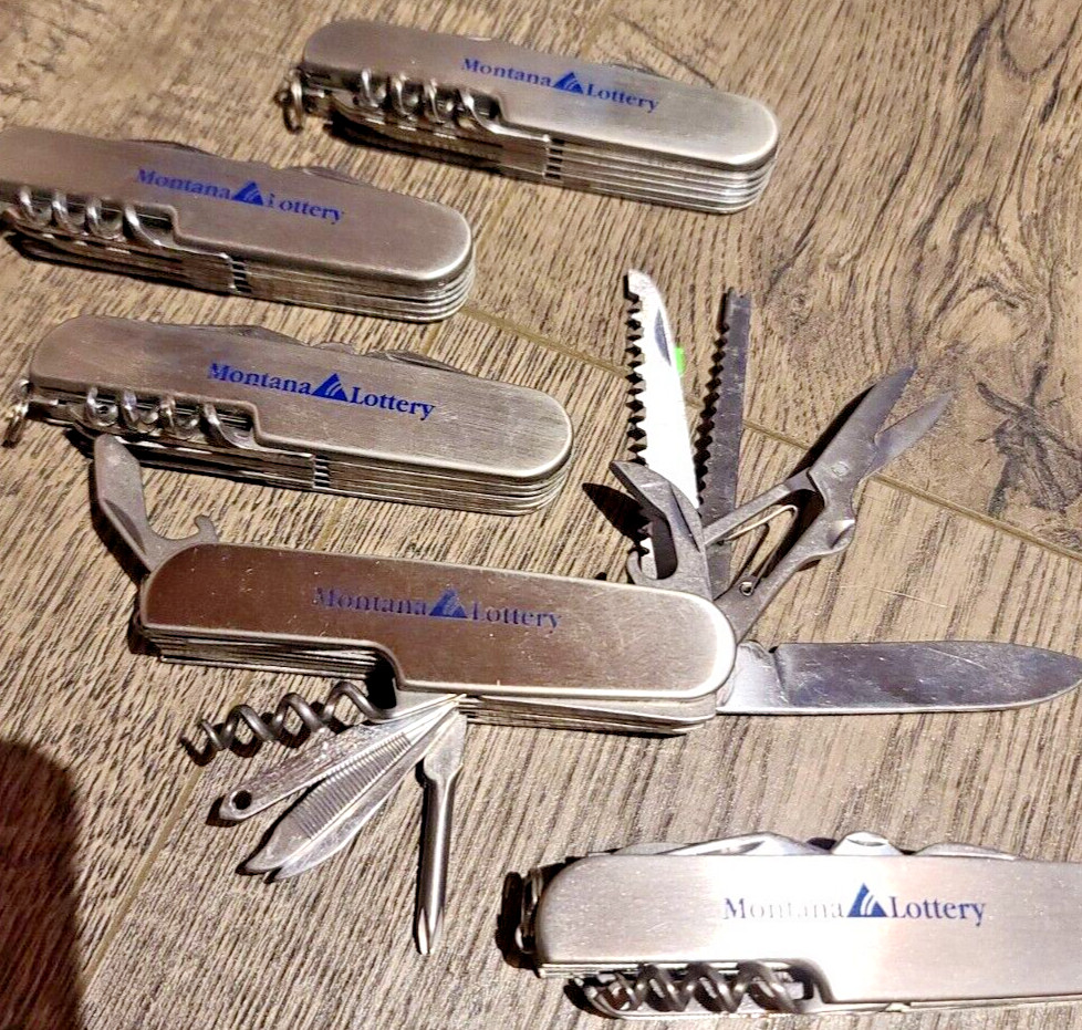 (5) Multi-tools 10 feature Knife Bottle opener scissors corkscrew saw knife file
