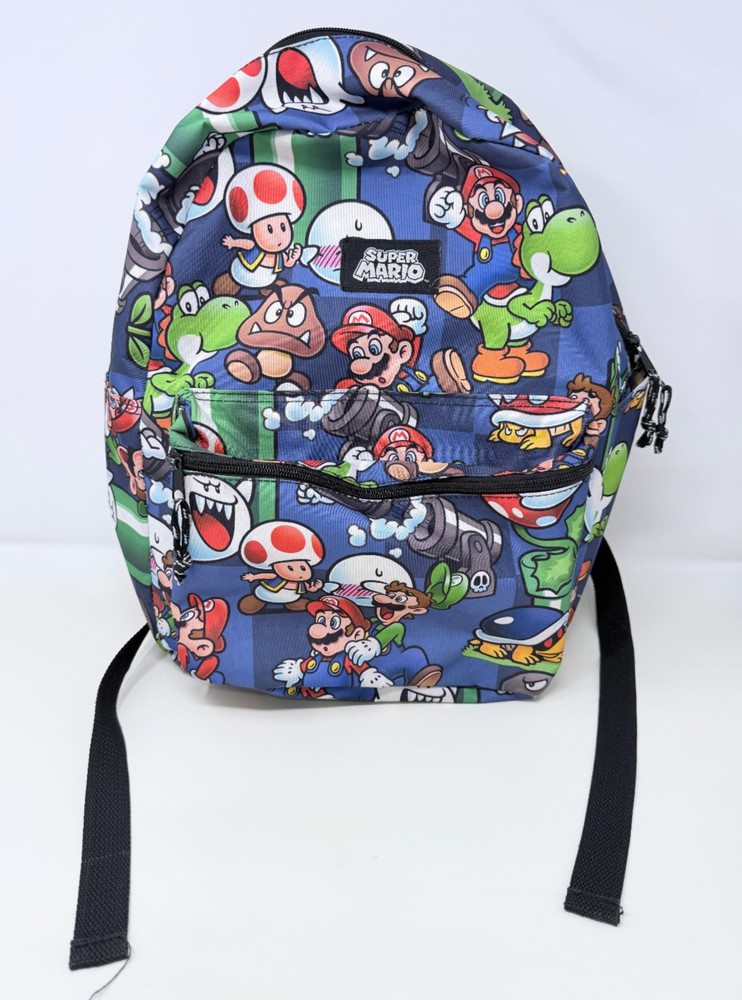 Nintendo Super Mario Kids School Backpack W/ Adjustable Straps- Multi Colored