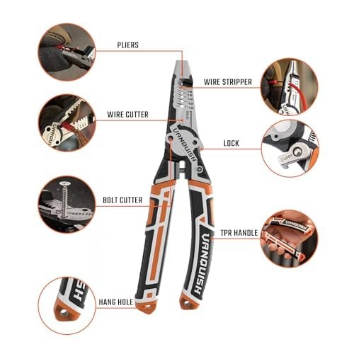 VANQUISH 4 IN 1 Multifunctional Wire Stripper, Cutting Stripping Tool...