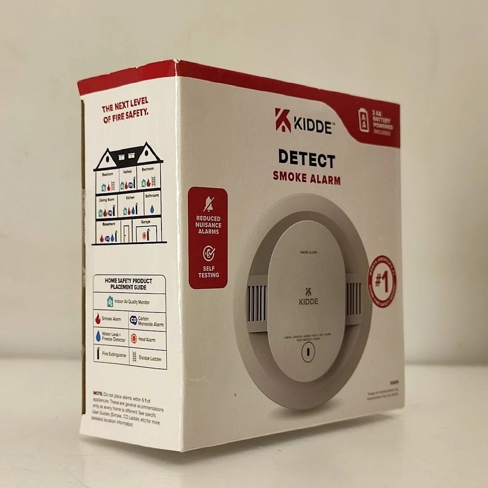 Kidde 5" Smoke Detector Alarm White AA Battery Powered LED Warning Light 20SDR