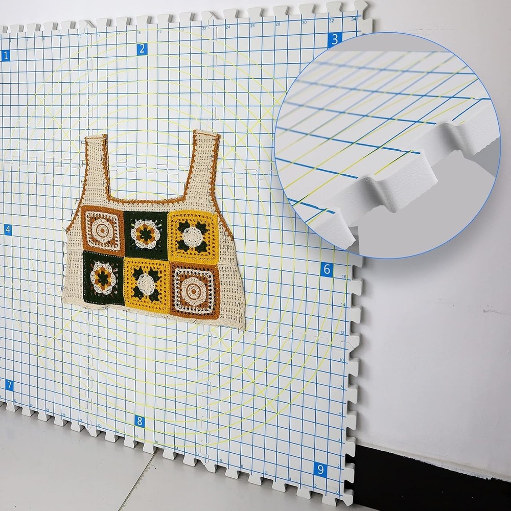 Blocking Mats for Knitting - Extra Thick Blocking Boards with Grids with 22PC...