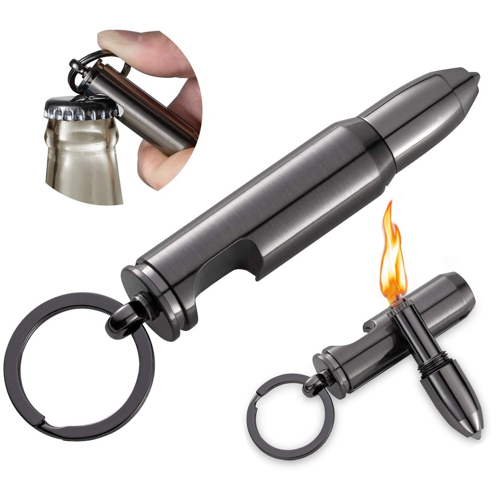 2 Pack Bullet Permanent Match Infinity Lighter with Multitool Regular, Black