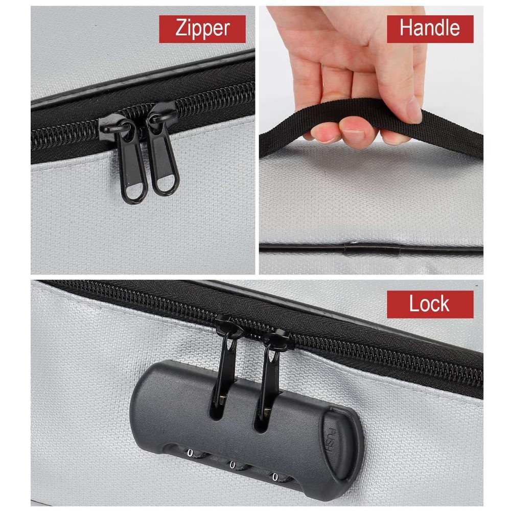 Fireproof Document Box 2000℉ Fireproof & Waterproof Document Bag with Lock Safe