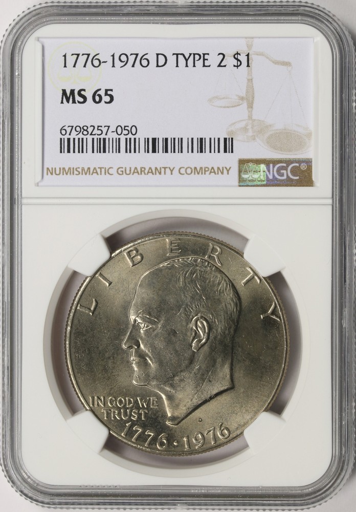 1976-D Type 2 Bicentennial Eisenhower Dollar Ike $1 NGC MS65