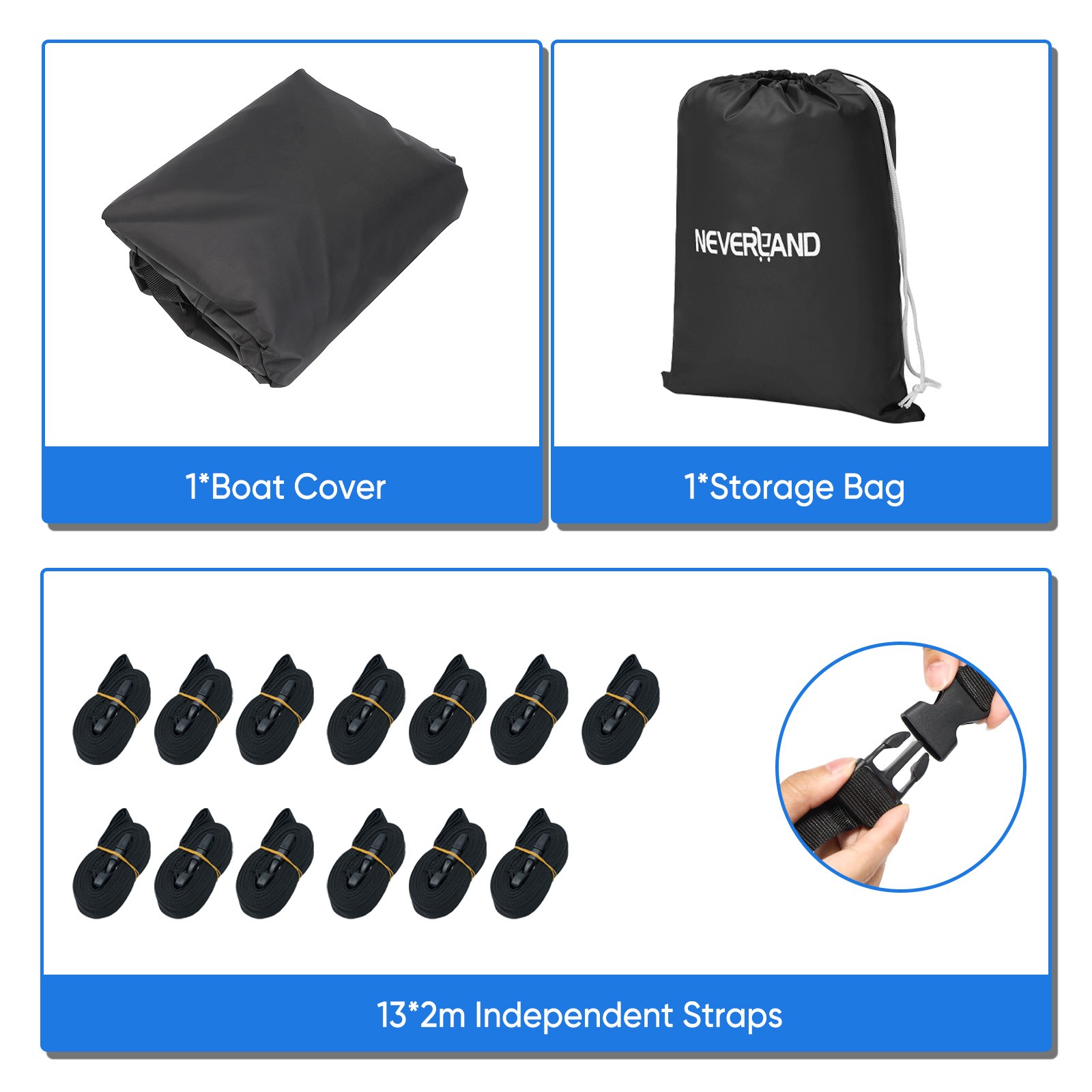 Boat Cover 17ft-19ft Heavy Duty Waterproof Trailerable Fits V-Hull Tri-Hull Bass