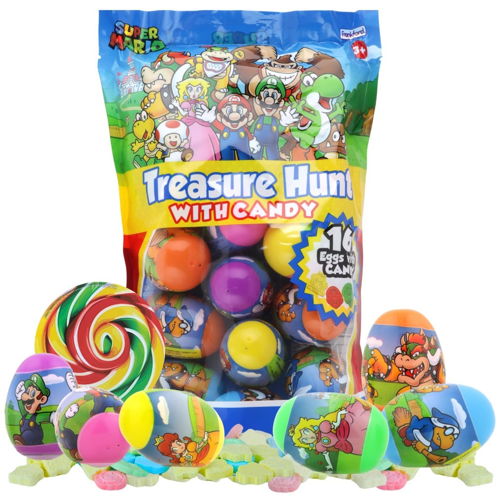 - Super Mario Prefilled Plastic Easter Eggs, Filled with Character Shaped Har...