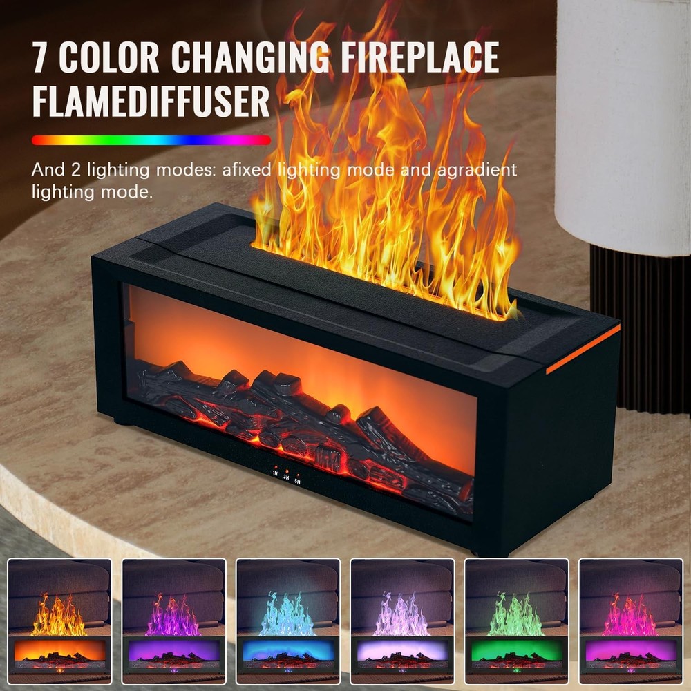 Fireplace Humidifier Diffuser, Flame Diffuser for Essential Oils, Aroma Diffuser