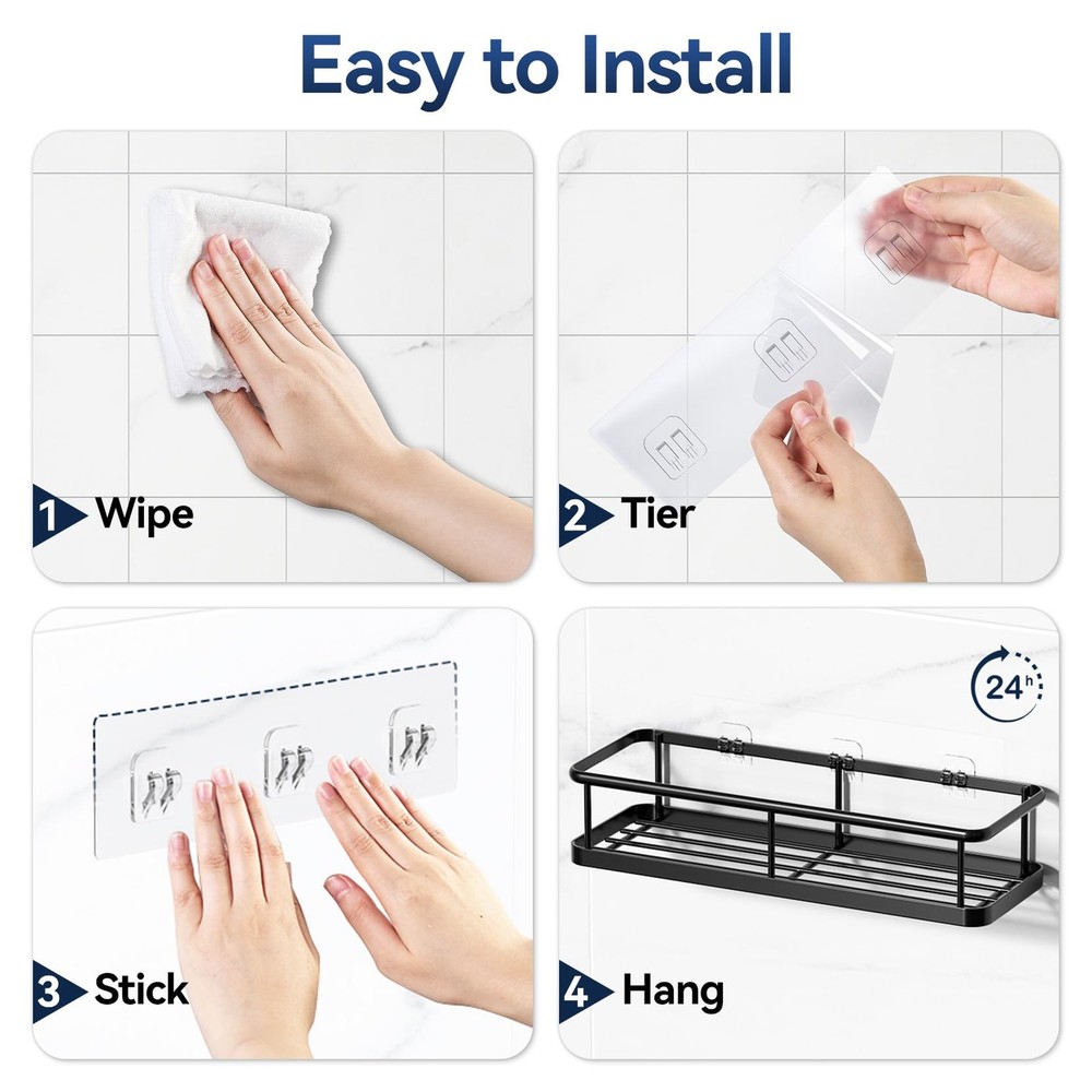 Shower Caddy Adhesive, Rustproof Shower Shelves for Inside Shower, Large Capa...