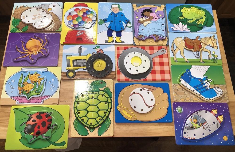 Lakeshore Learning Lace & Match Picture Boards EUC