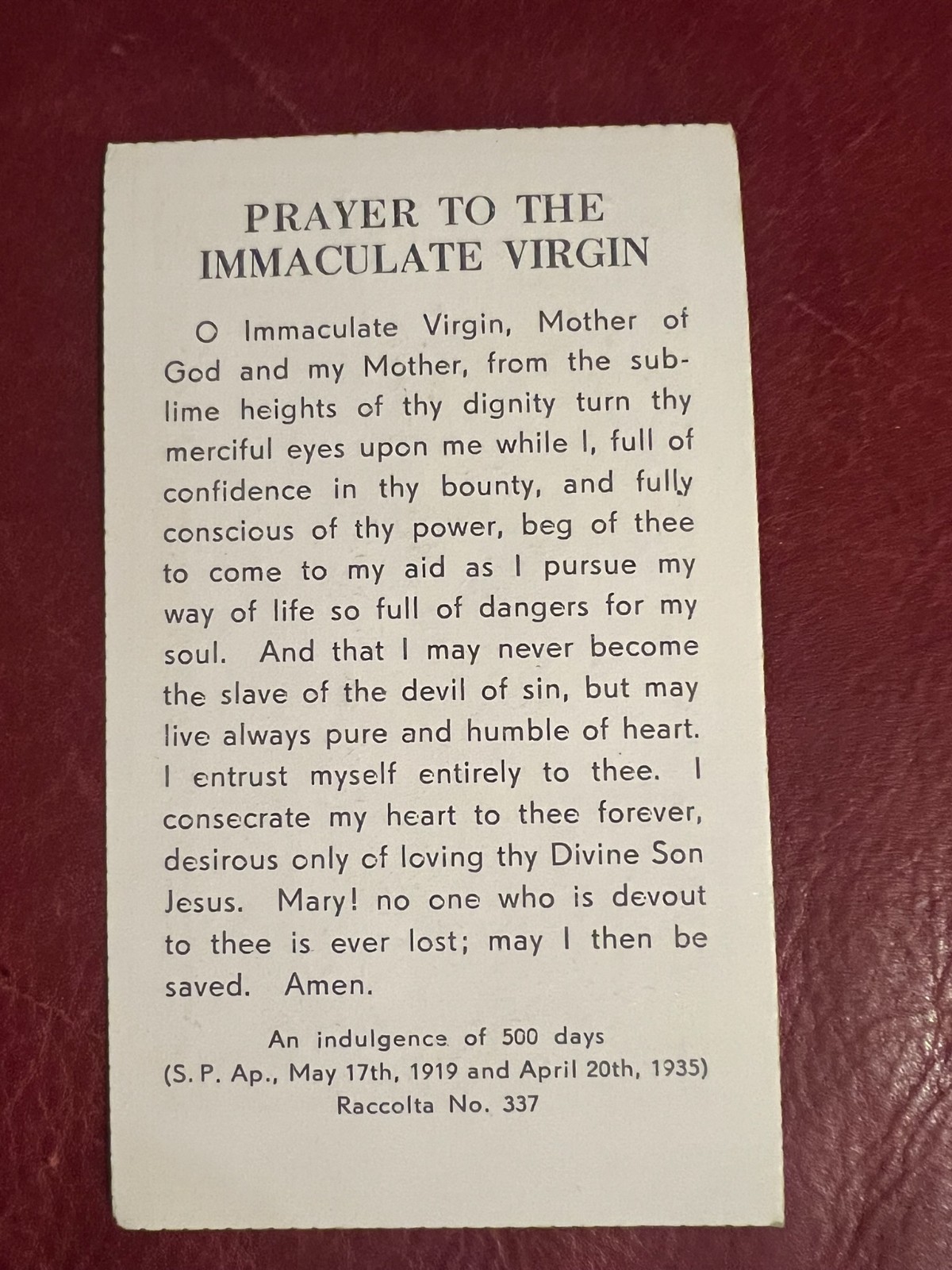 Vintage Catholic Holy Card - Gilded - Our Lady of Grace 1950's