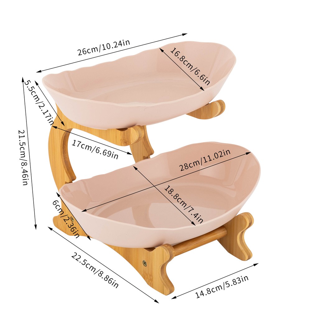 2 Tier Fruit Bowl, Fruit Basket Stand, Fruit Serving Tray