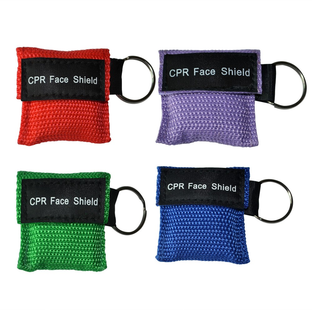 100 pcs CPR Printed Nylon Keychain Pouch first aid kit cpr CPR Face Shield