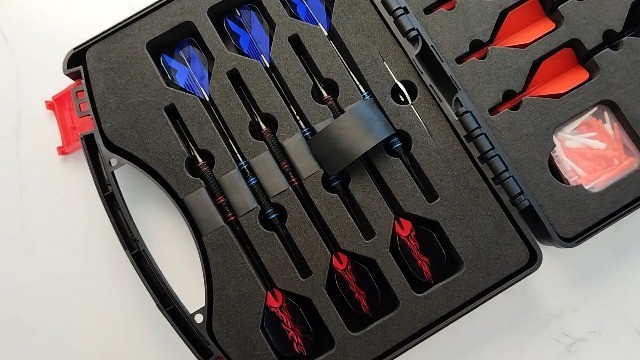 Professional 12-Pc Plastic Tip Dart Set, 18g, Extra Tips, Flight Protectors & Ca