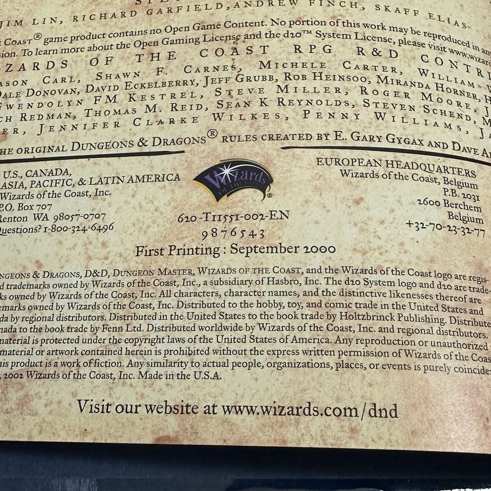 D&D - Dungeon Master's Guide Core Rulebook II (2000) FIRST PRINTING!!! (3e)