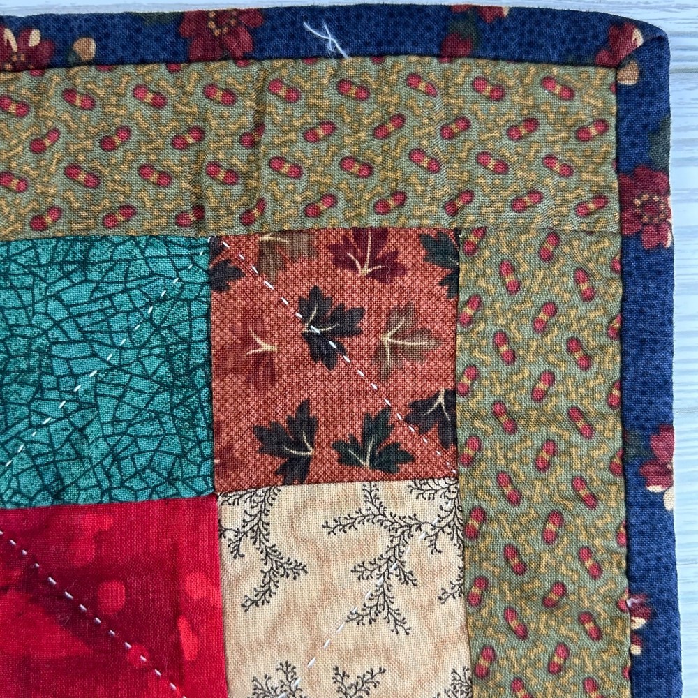 Handmade Quilt 9-Patch Block Pattern Sampler Wall Decor 18x20 Hand Quilted