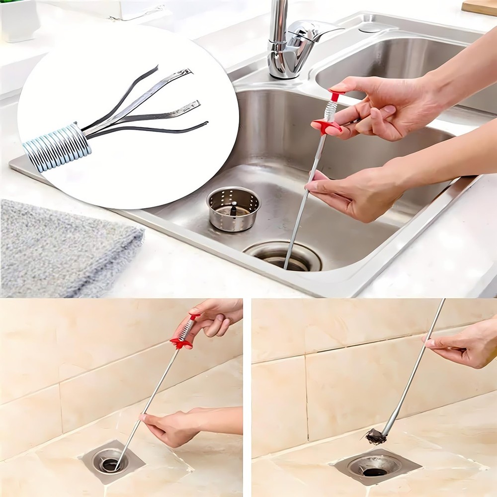 Drain Snake, Clog Remover - Gutter Cleaning Tools 79 Inch, Black