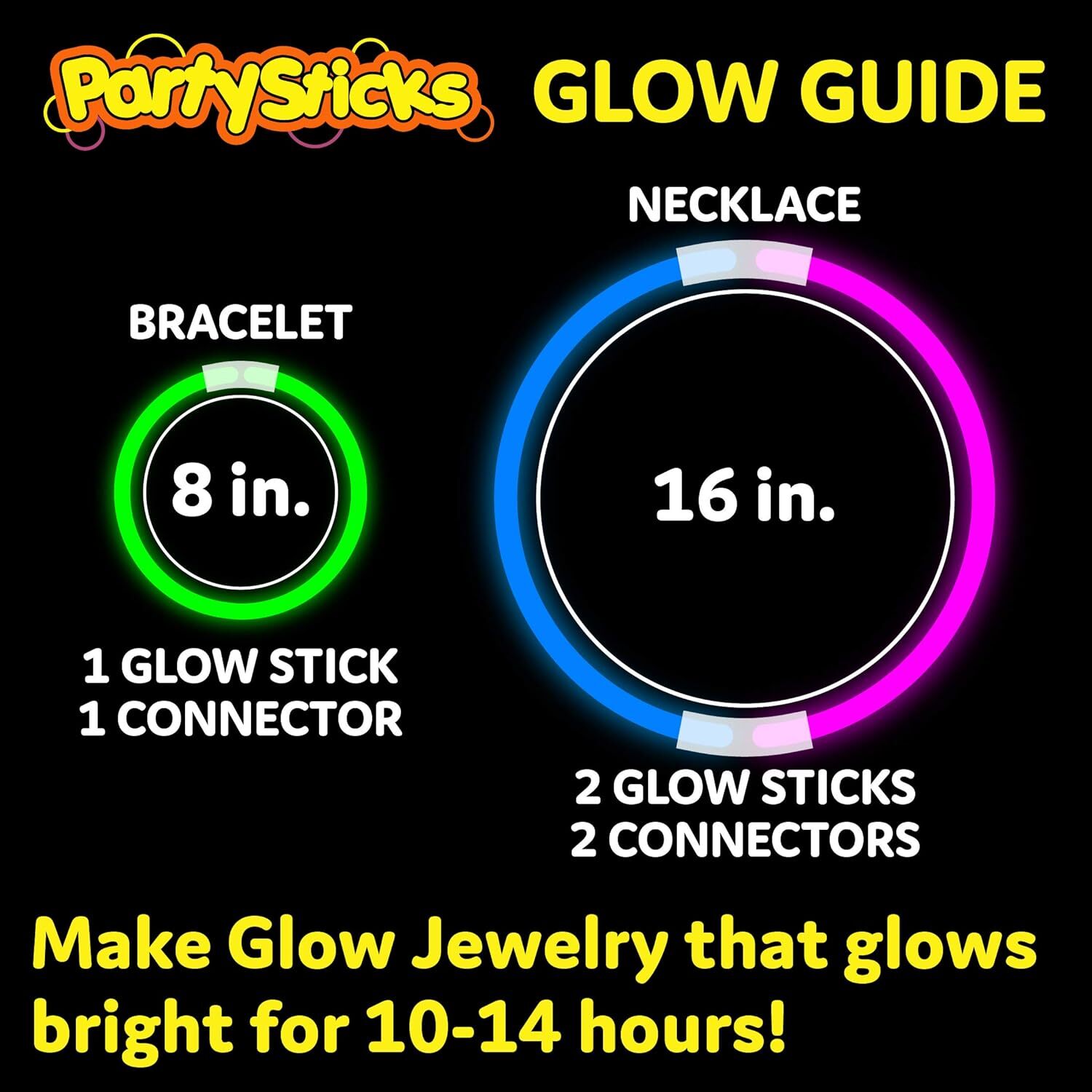 100 Ultra Bright Glow Sticks Bracelets and Necklaces - Premium Glow