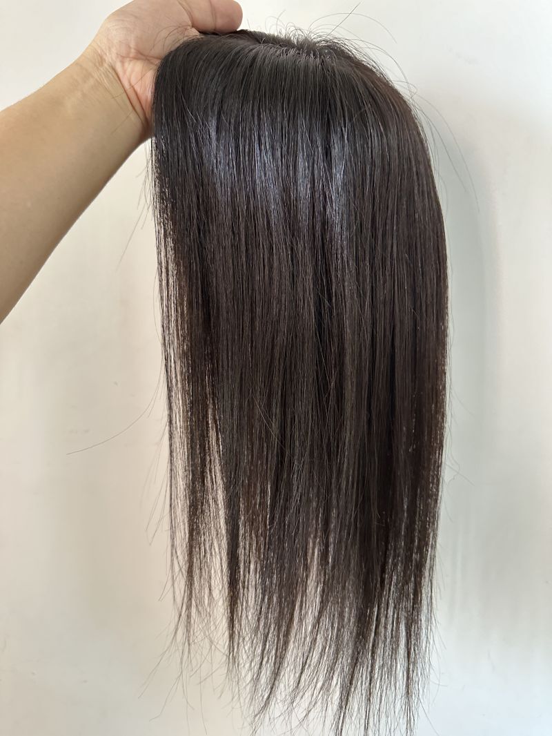 6"X6"Mono Skin with Silk Top Part Area,100%Fine Virgin Human Hair Topper 10"~30"