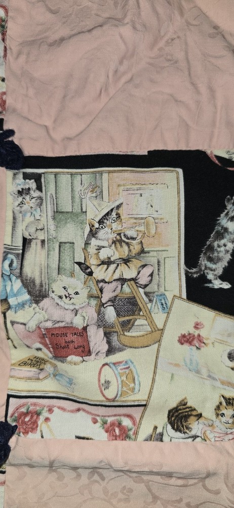Vintage Handmade Cat Quilt