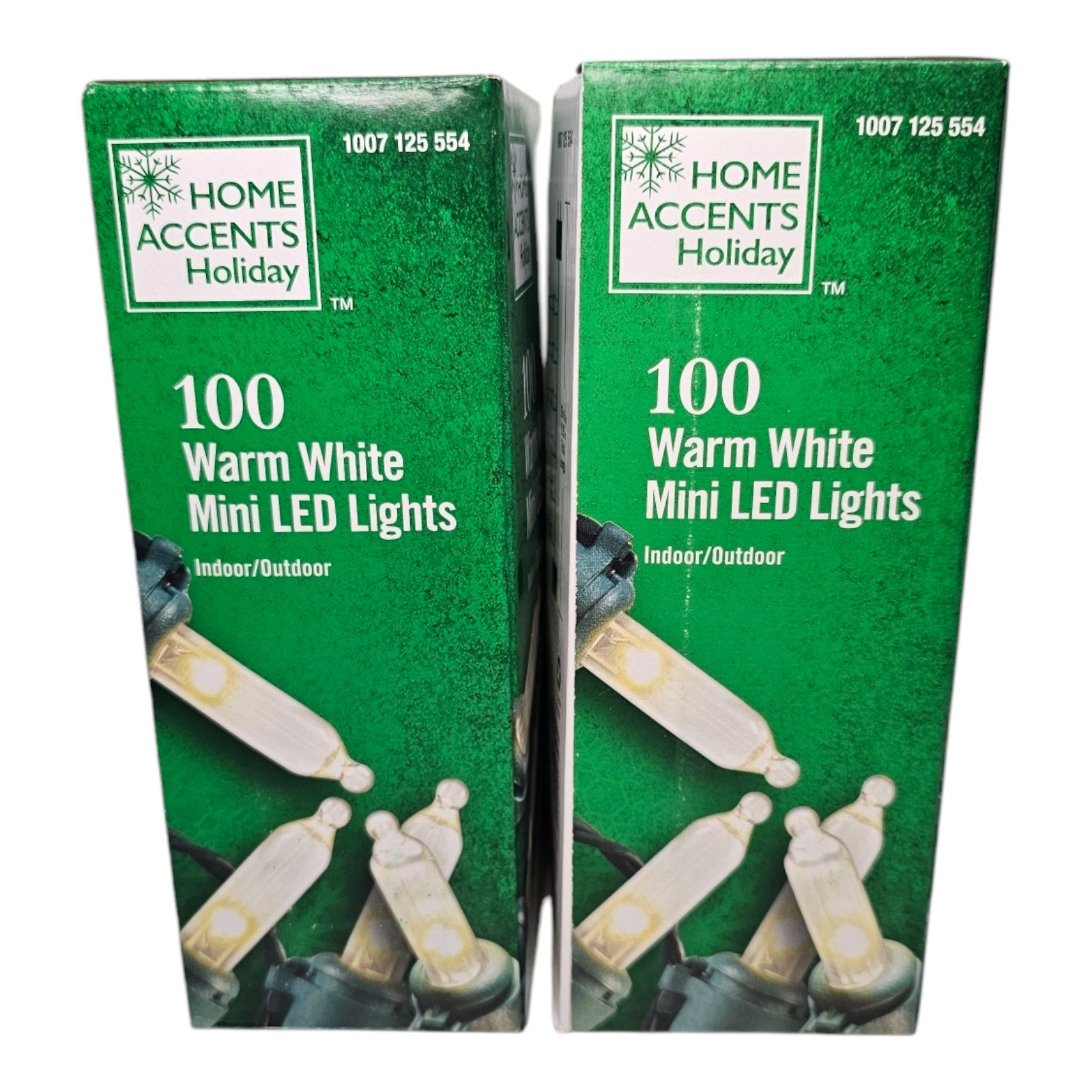 2 Pack Home Accents Holiday 100ct Warm White LED Mini String Lights 28FT 10IN
