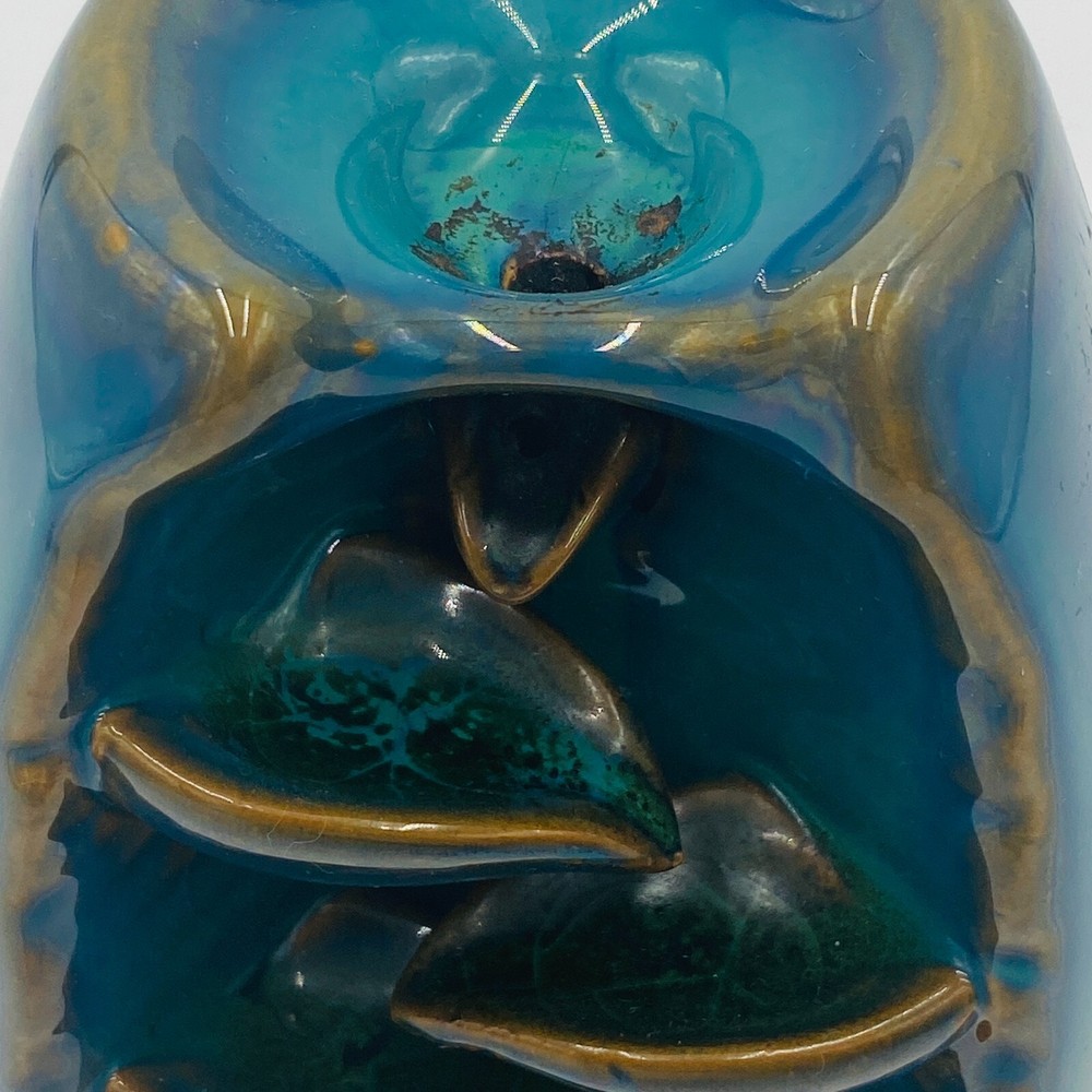Ceramic Backwards Flow Waterfall Incense Burner, Blue 8" Tall