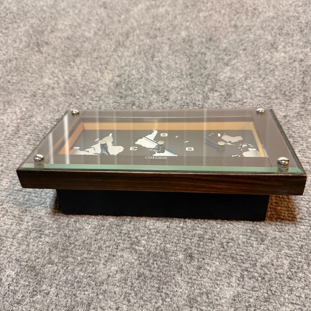 NEW Seiko World Time Clock Multi-Zone Display Office QXG121BLH