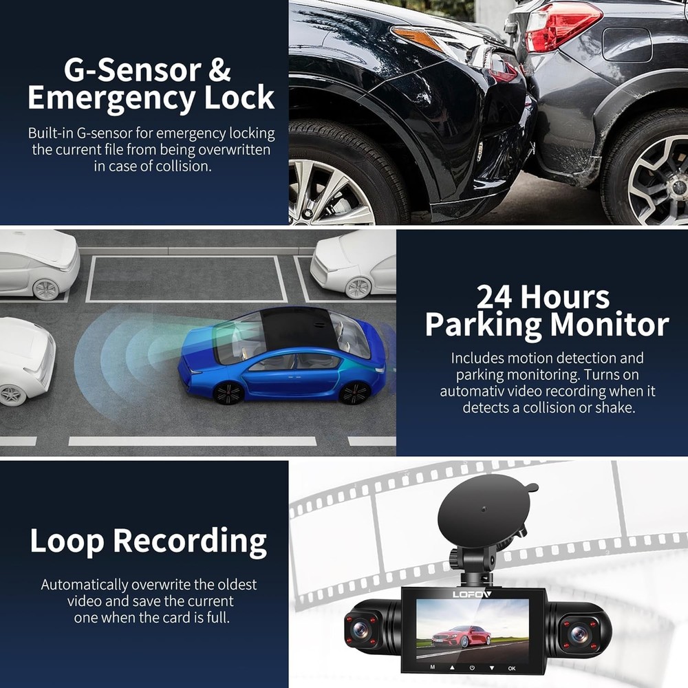 All-Around Dash Cam with Voice Control & Comprehensive Coverage - 64GB Included