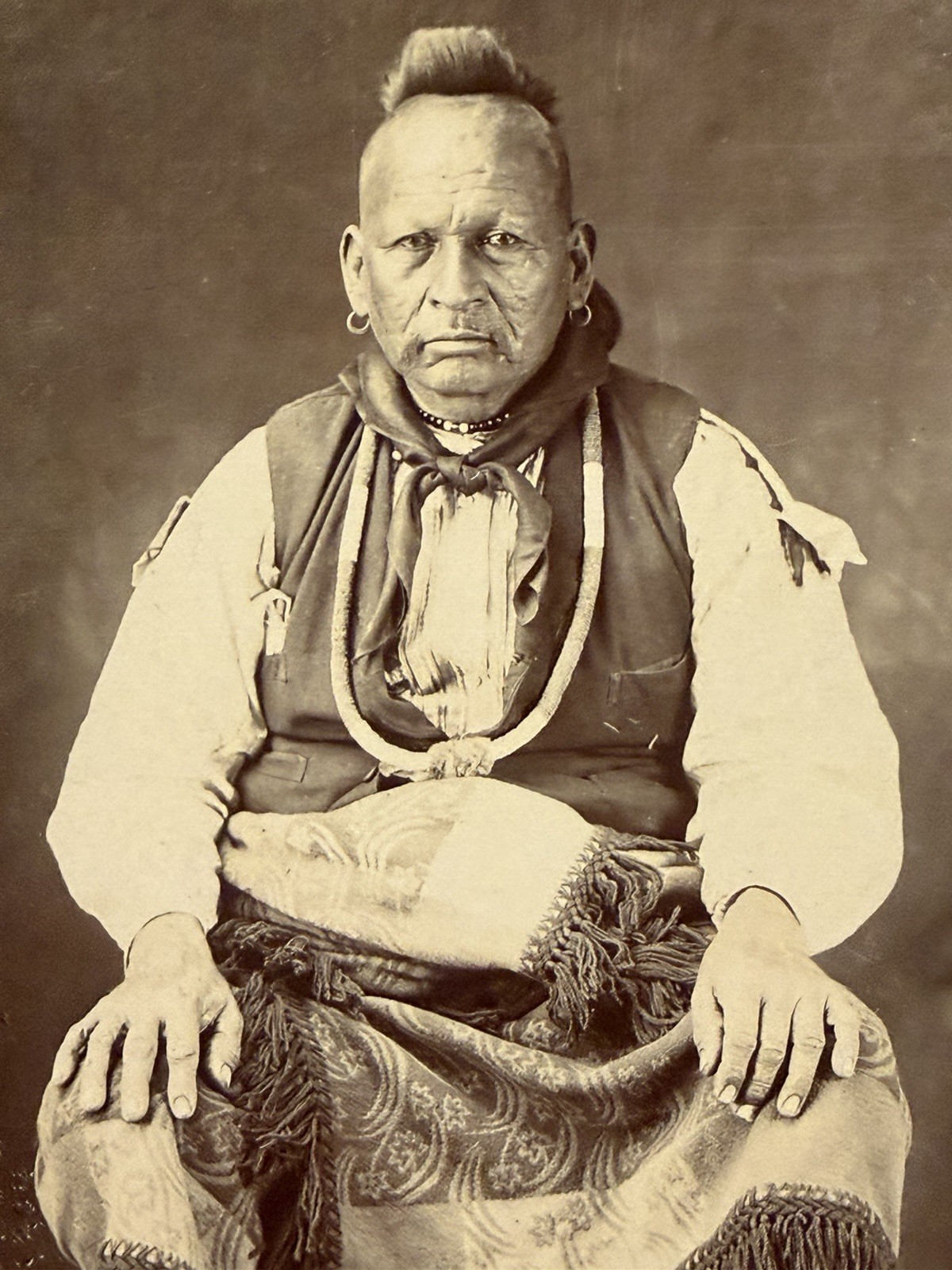 Antique Native American Indian Photograph of Chief Comoway Brohomon; 19th Cent