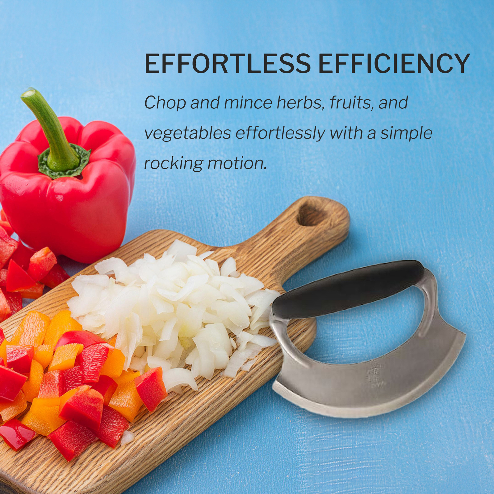 Amco Mezzaluna Stainless Steel With Non Slip Silicone Handle Silver