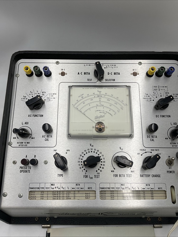 Hickok Dynamic Beta Model- 870 Transistor Tester w/case !!Rare!!!!S1