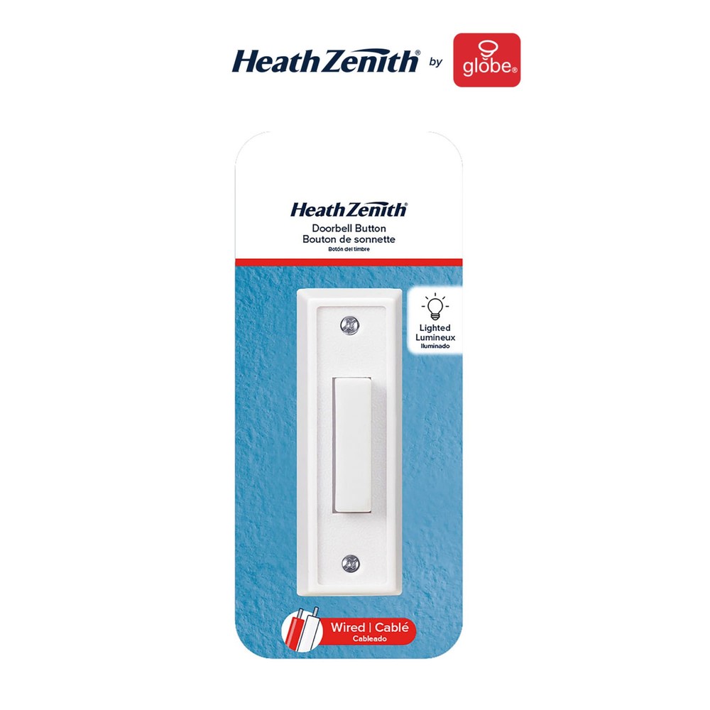 Globe Electric 91008657 Heath Zenith Plastic Wired Lighted Push - White