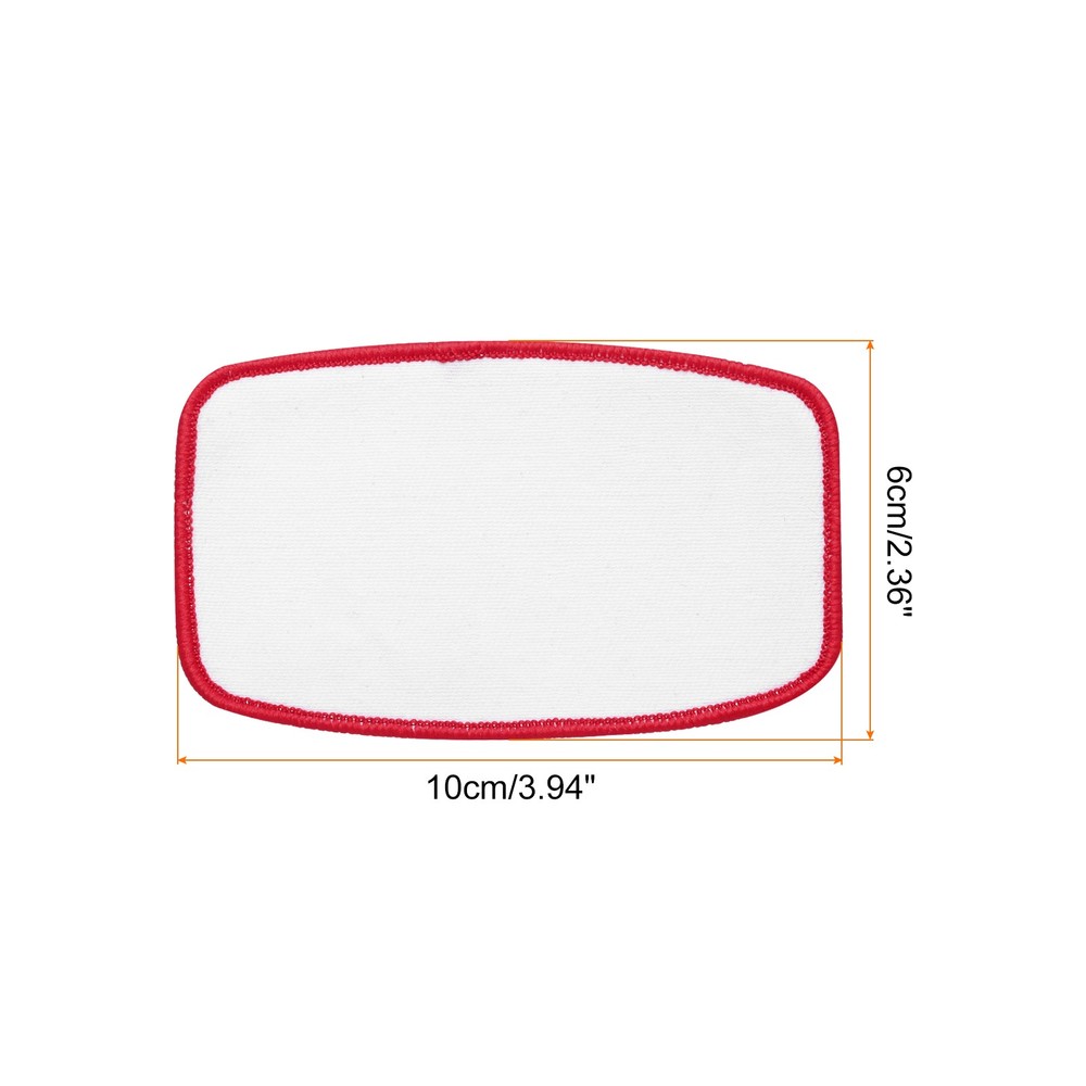 20pcs Sublimation Patch Blank Oval Rectangle White with Red Border