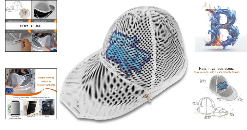 Stackable Hat Washer Cage with Snap Closure - Efficiently Clean Your Caps