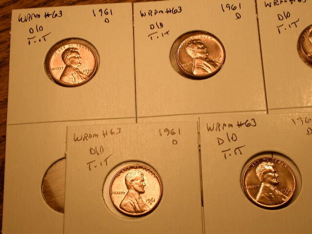 1961-D WRPM#63 D/D Tilted Ch/Gem BU/Uncirculated Red Lincoln Cent Error