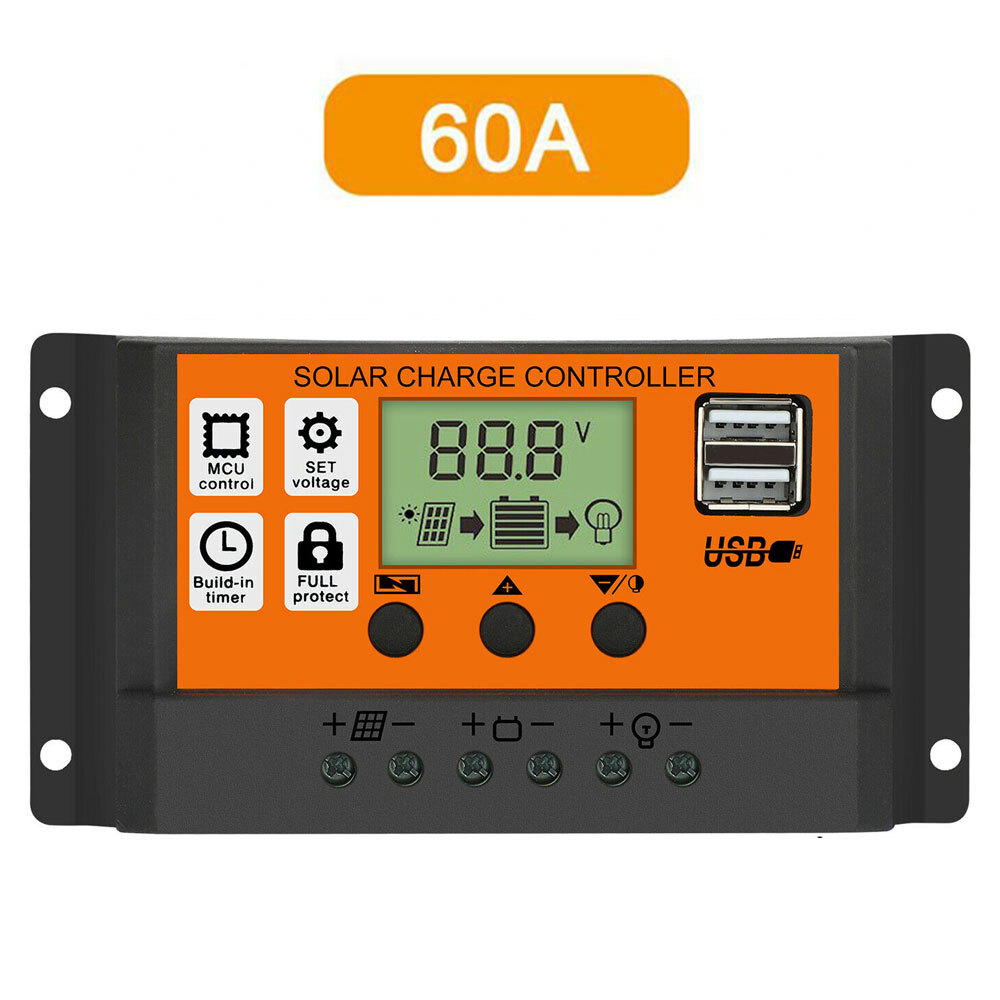 Auto Focus Tracking 60A MPPT Solar Panel Regulator Charge Controller LCD 12/24V
