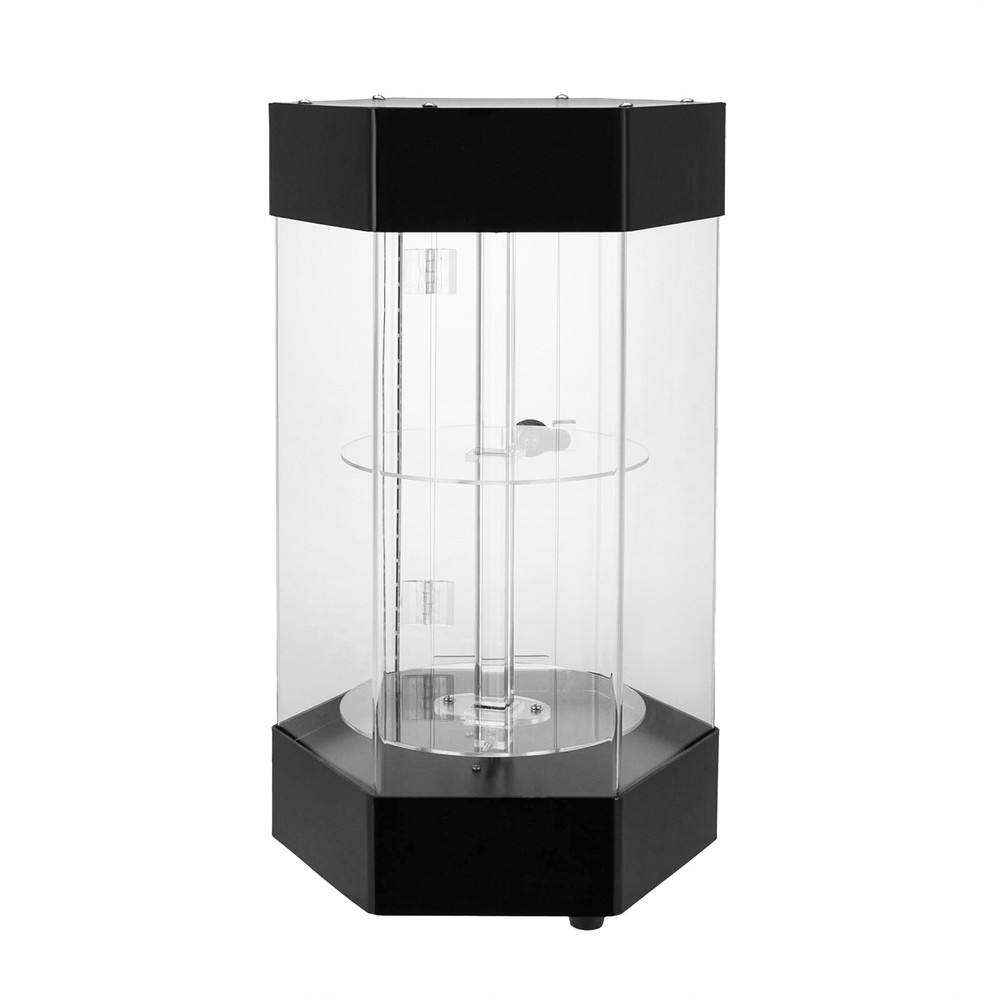 Electric Rotating Clear Display Case Hexagonal Display Case W/ 2 LED Lighting US