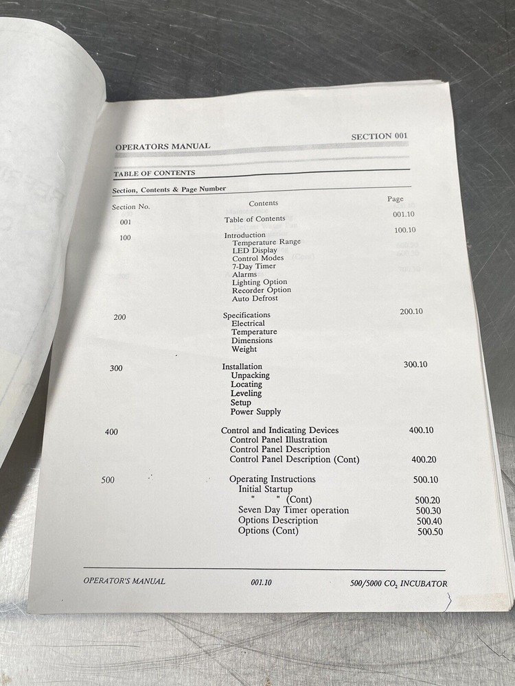 Revco BOD50 Refrigerated Incubator - Users Manual / Instructions Book